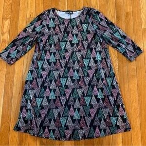 Dress Works Holiday Print Christmas Tree A-line Swing Dress Women’s Size Small